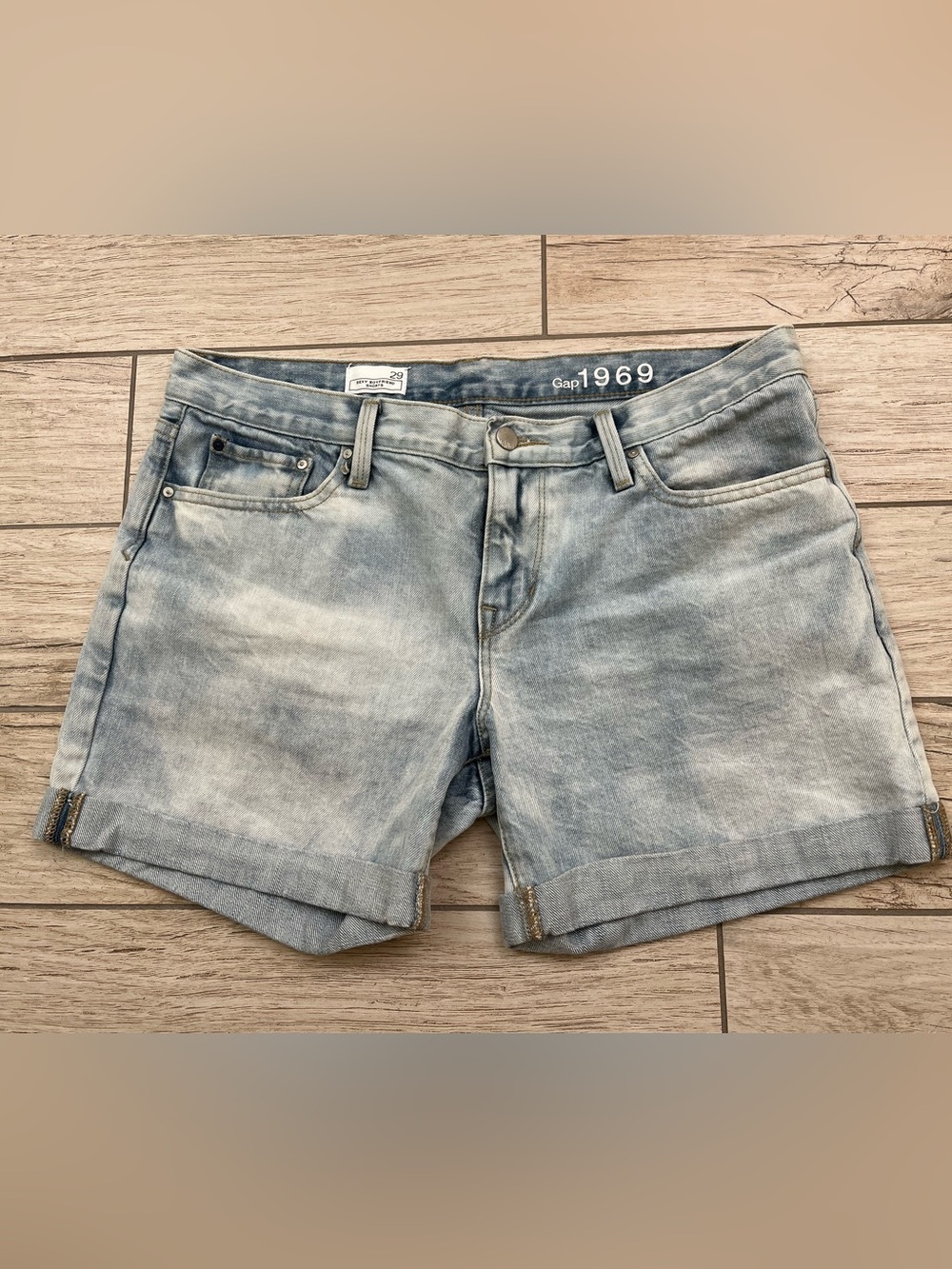 GAP 1969 Light Blue Washed Denim Cuffed Shorts